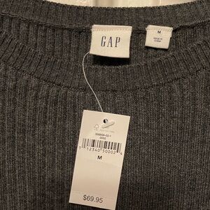 🩶 GAP NWT Charcoal Ribbed Long Tunic Knit Dress
